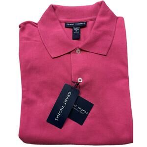 Grant Thomas Cotton Smooth Knit 100% Cotton Pink Golf Polo Men's Size Medium